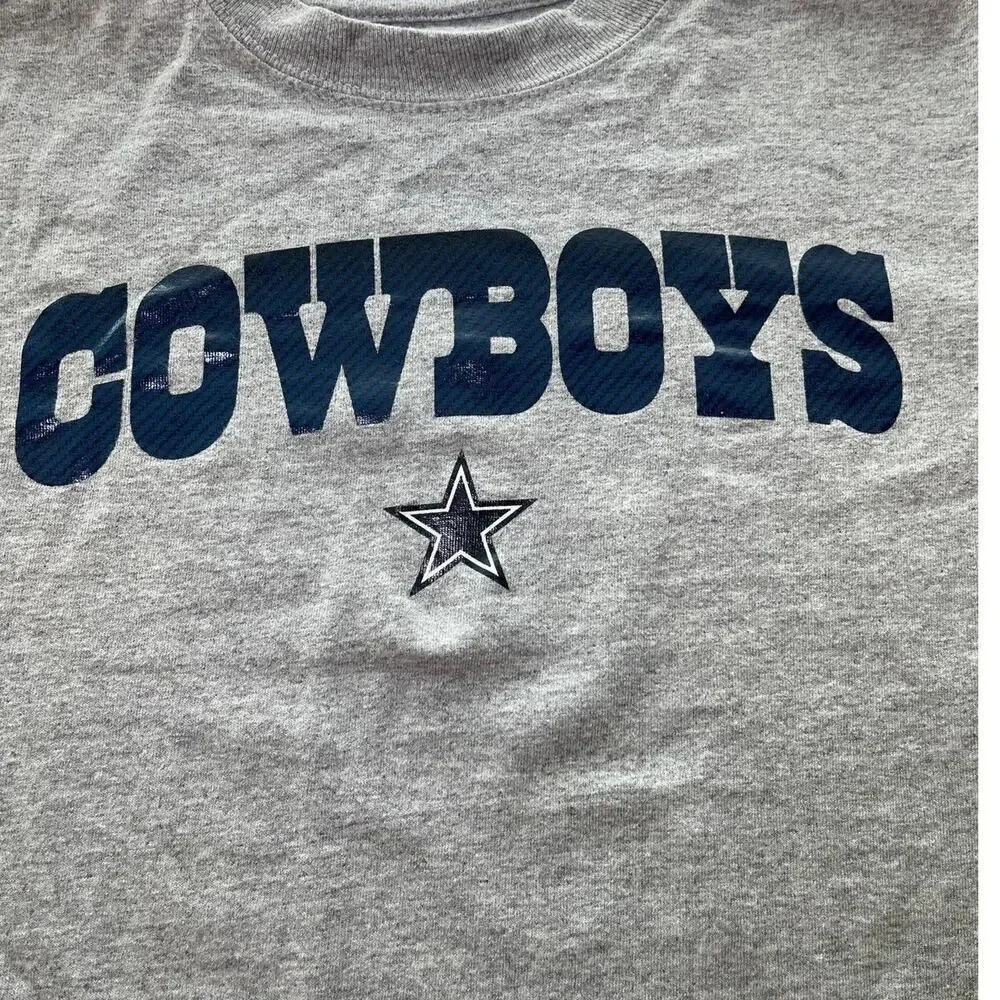 Dallas Cowboys Authentic Youth M (12-14)Logo Gray Tee Short Sleeves
